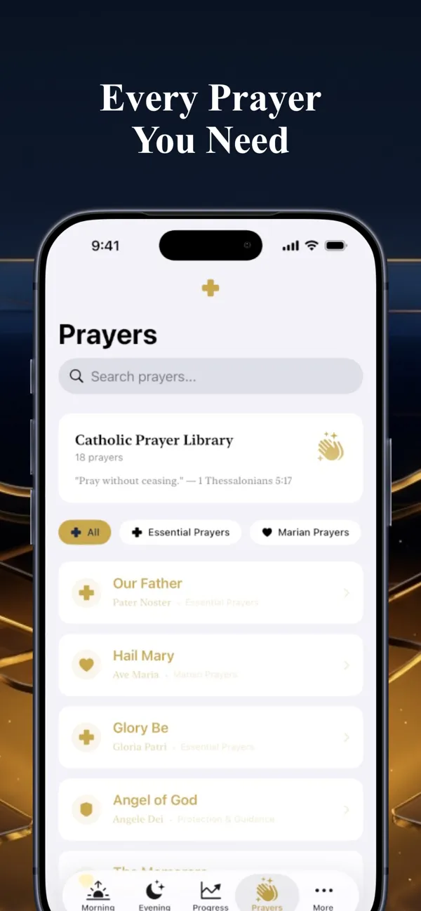 Prayer library screen